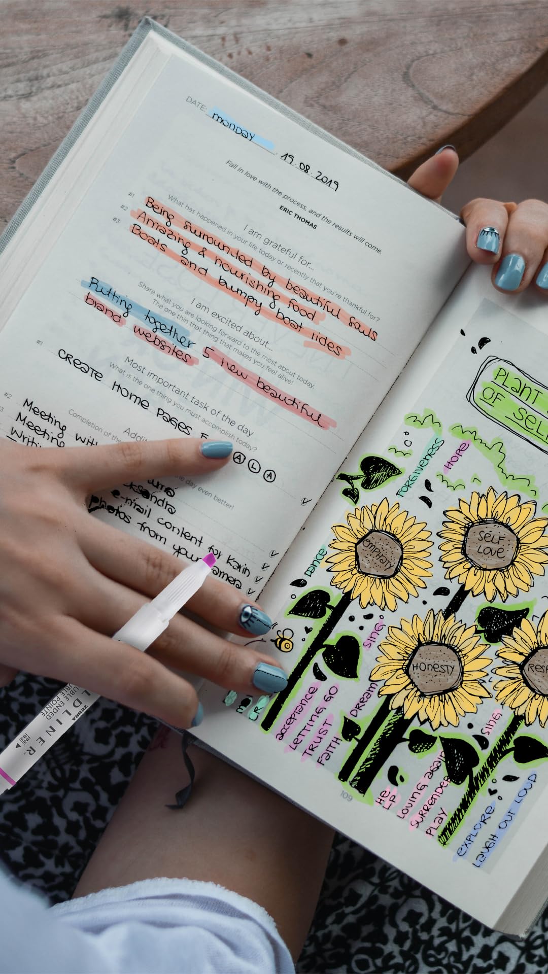 Set de Diario y Plumones Zebra Escritura y Creatividad Incluye Marcadores Retráctiles ClickArt 4 Rotuladores Sarasa 5, Marcadores Mildliner Brush,15 Marcadores Mildliner Punta Fina y Punta Cincel