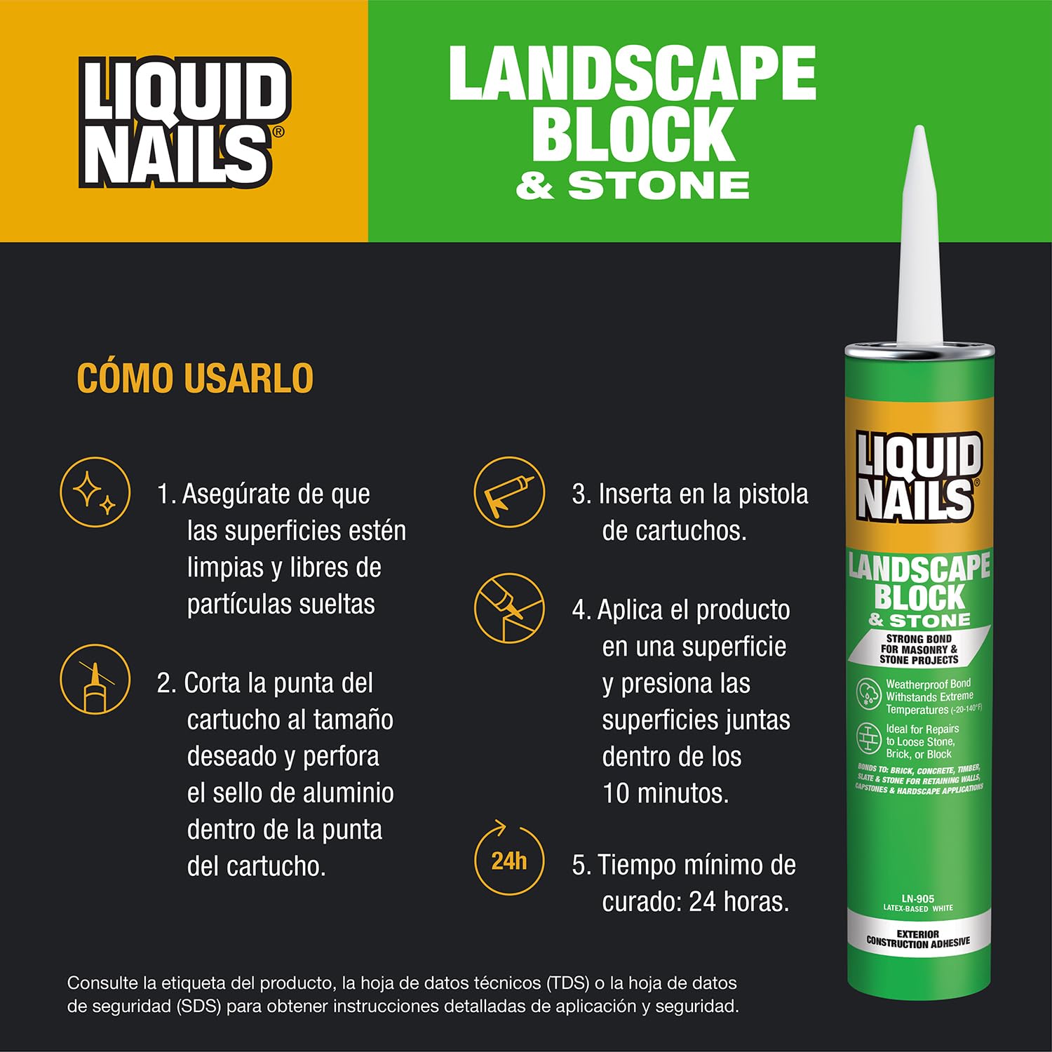 LIQUID NAILS LN-905 Landscape Block Adhesive (Low-VOC) (10-Ounce)