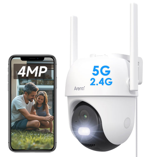 Cámara de Seguridad Arenti Blanca con Cable y WiFi de 5 GHz/2.4 GHz, Resolución 2K 4 MP para Exteriores