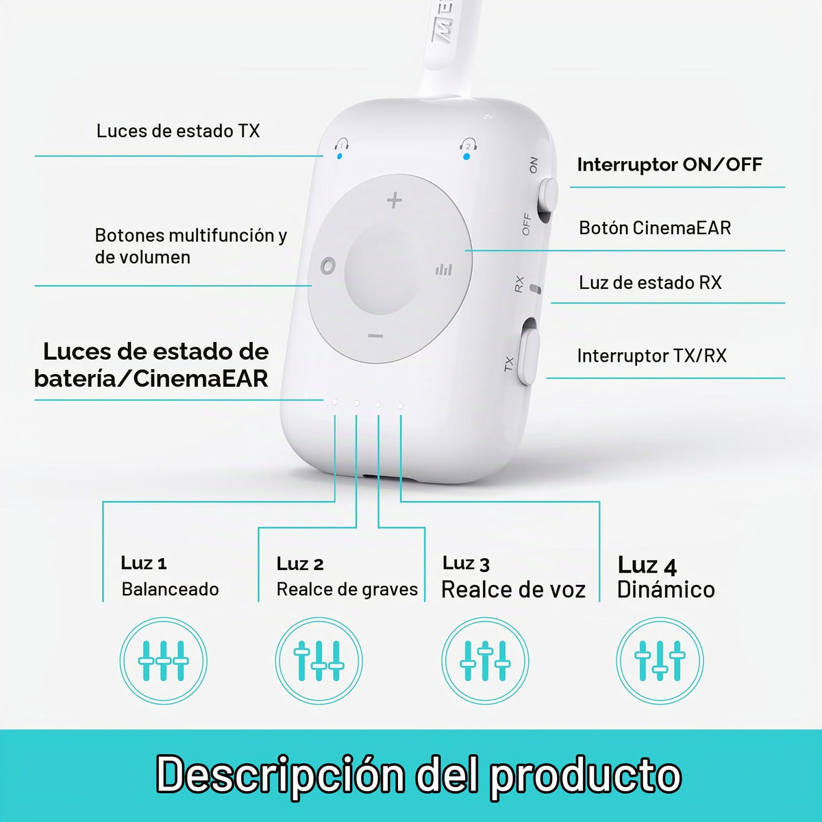 Transmisor y Receptor Inalámbrico MEE Audio Connect Air Pro Negro con Adaptador 2 en 1 y Cable Desmontable para Auriculares Bluetooth