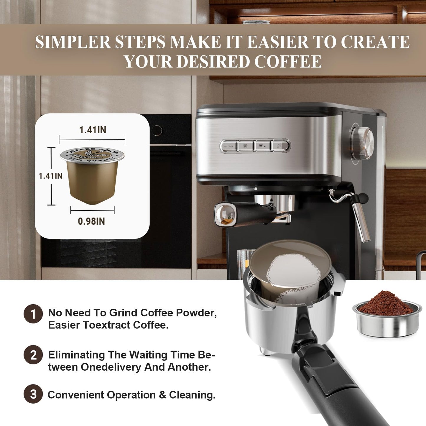 Empstorm - Máquina de café espresso de 20 barras, máquinas de capuchino con espumador de leche, máquina de café con leche para el hogar y barista, función de apagado automático