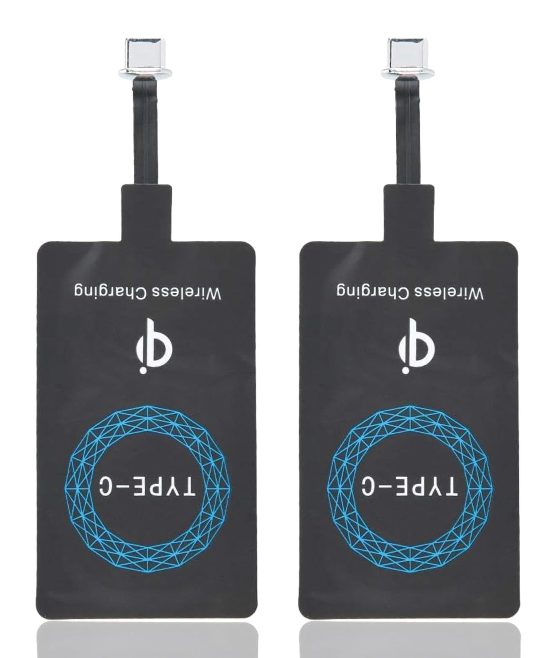 Hakeeta Cargador inalámbrico QI Tipo C, Receptor de Carga con Adhesivo Autoadhesivo de 2 Piezas, Silicona autoadhesiva, liviano y pequeño, para teléfono móvil USB-C