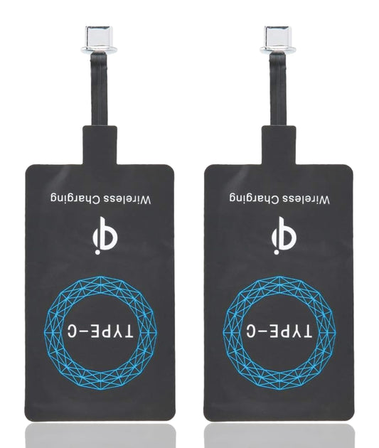 Hakeeta Cargador inalámbrico QI Tipo C, Receptor de Carga con Adhesivo Autoadhesivo de 2 Piezas, Silicona autoadhesiva, liviano y pequeño, para teléfono móvil USB-C