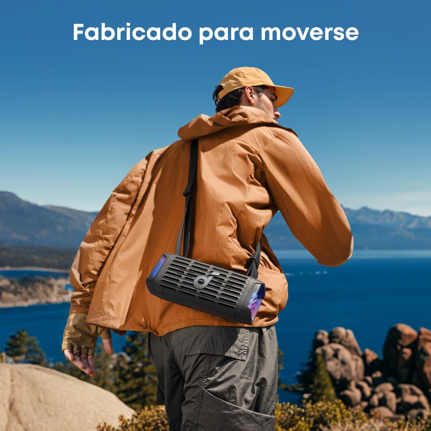 Soundcore by Anker Boom 3i Bocina Bluetooth Portatil 16h Batería, 50W Potencia, IP68 Flotante Resistente Agua Salada, BassUp 2.0, Bluetooth 5.3, TWS — Ideal para Pesca, Camping y Exteriores