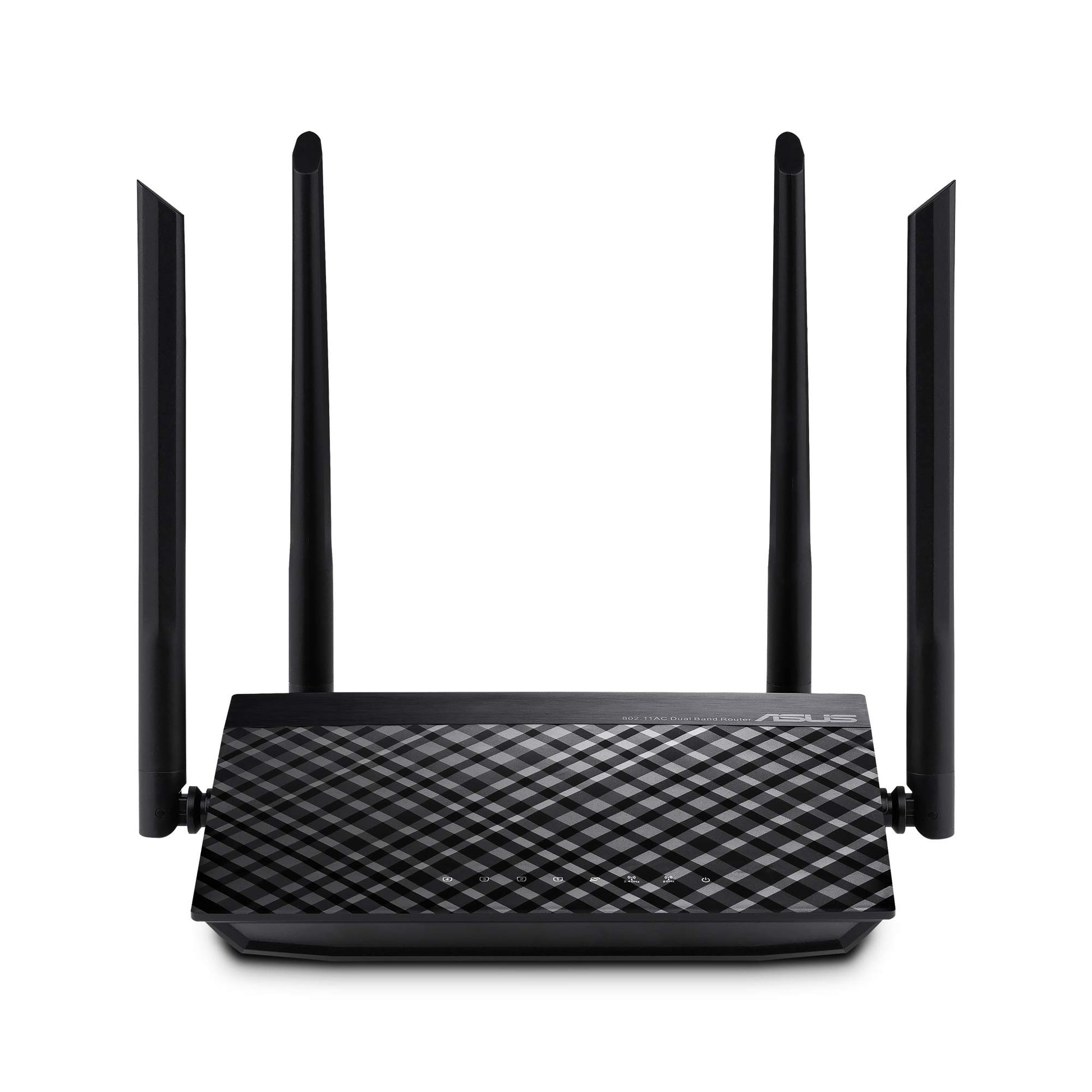 Asus Router AC1200 RT-AC1200 V2, WiFi de doble banda 2.4GHz y 5GHz, 4 antenas externas, fácil configuración de 3 pasos, 4 puertos LAN, VPN, juegos y transmisión