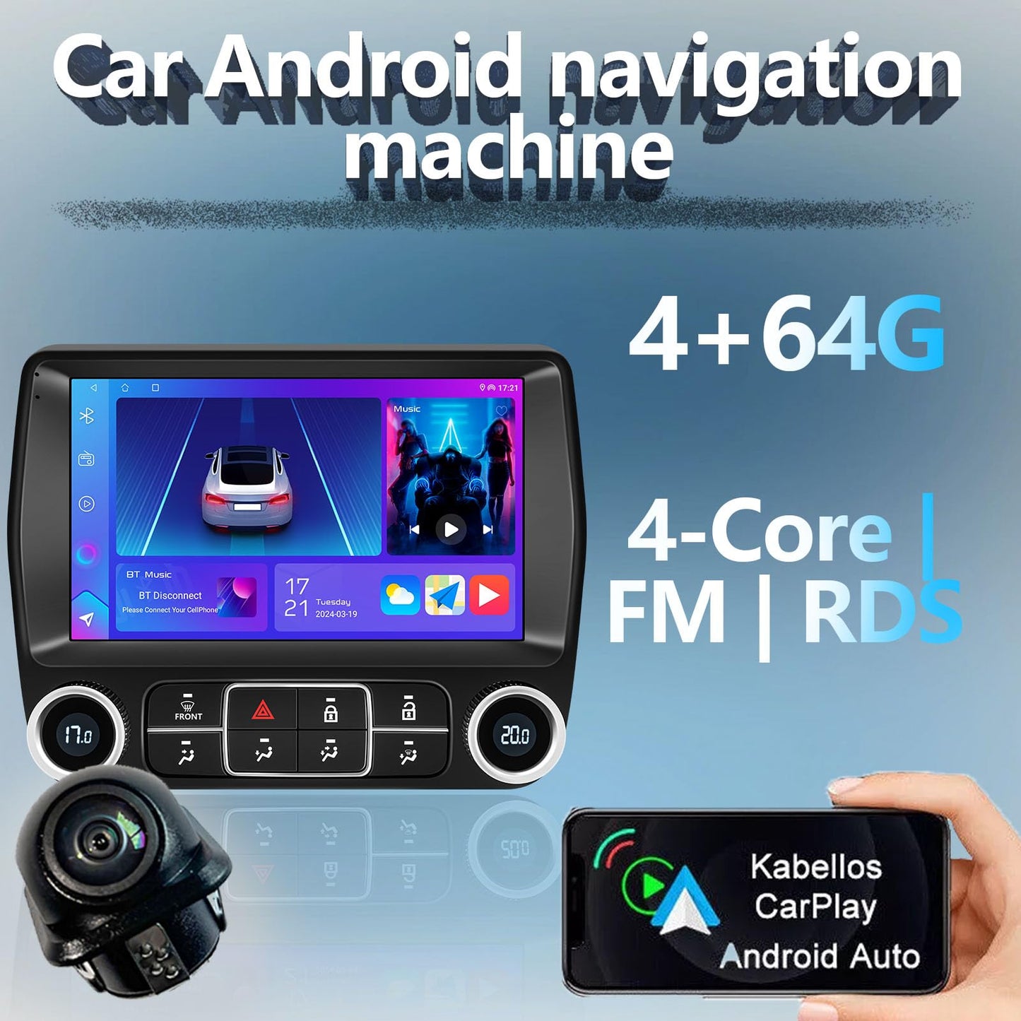 Estéreo de coche Android para Camaro 2008-2015, visualización táctil HD de 9,1 pulgadas, WiFi, navegación GPS, cámara de respaldo (4+64G)