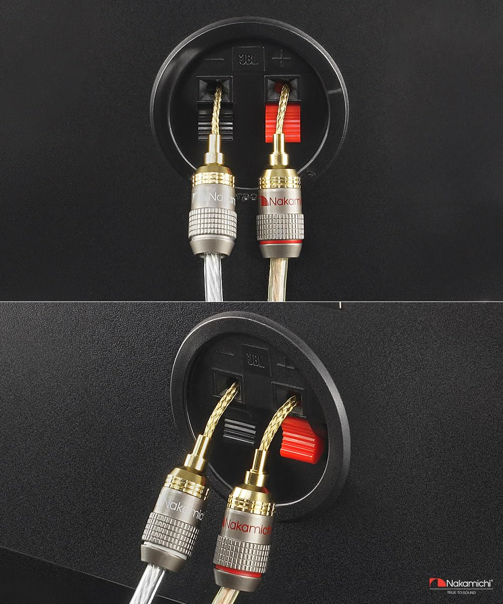 Conectores Plátano Nakamichi Gold de 24K Excel Series para Terminales de Clip de Resorte y Amplificador