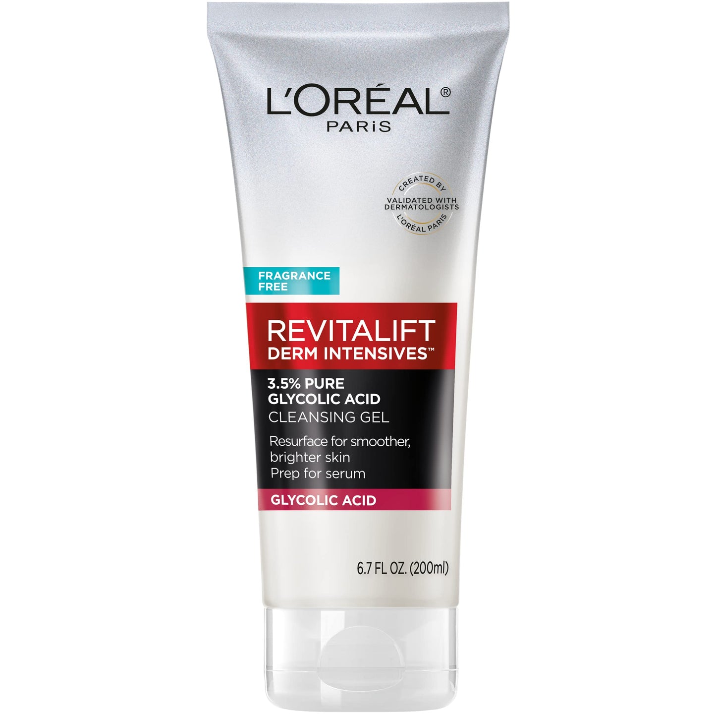 L'Oréal Paris L'Oreal Paris Revitalift 3.5% Gel limpiador de ácido glicólico puro con ácido salicílico, resurgimiento para una piel más suave y brillante, 6.7 fl oz
