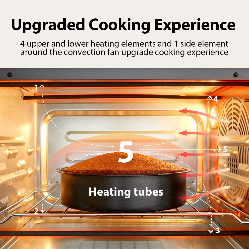 Toshiba TL2-AC25CZA (GR) - Horno tostador para freidora de aire, horno de convección digital 6 en 1 para 9 preestablecidos de cocina, pan de 6 rebanadas/pizza de 12 pulgadas, 1750 W, gris carbón