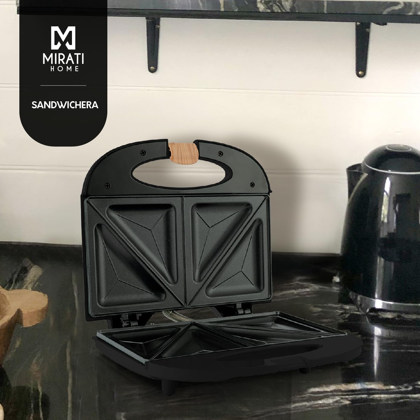 Sandwichera Doble Mirati Negro 750 Watts Modelo MBS01N
