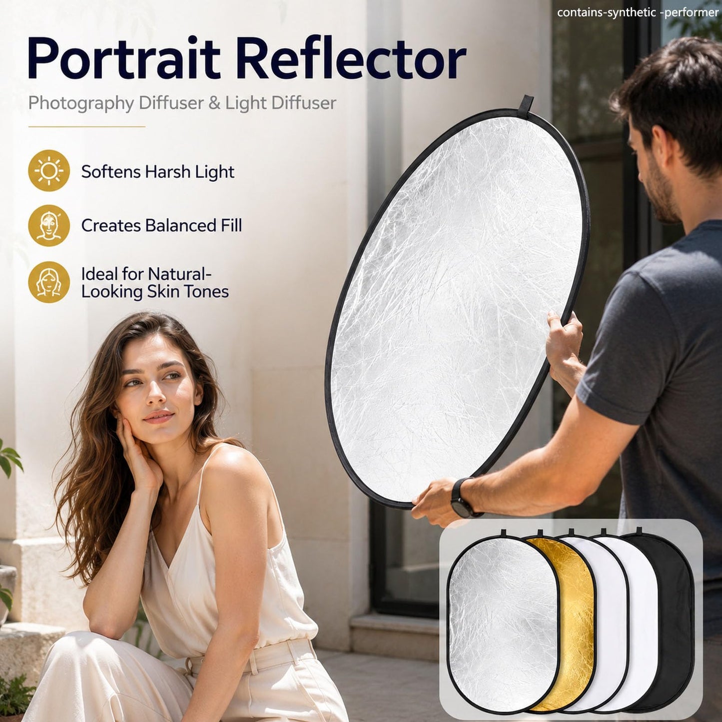 Konseen-Reflector de luz Ovalado 5 en 1 de 24x35 Pulgadas (60x90cm), portátil, Plegable para Estudio de fotografía, cámara fotográfica,iluminación,reflectores Kit de difusor con Estuche de Transporte