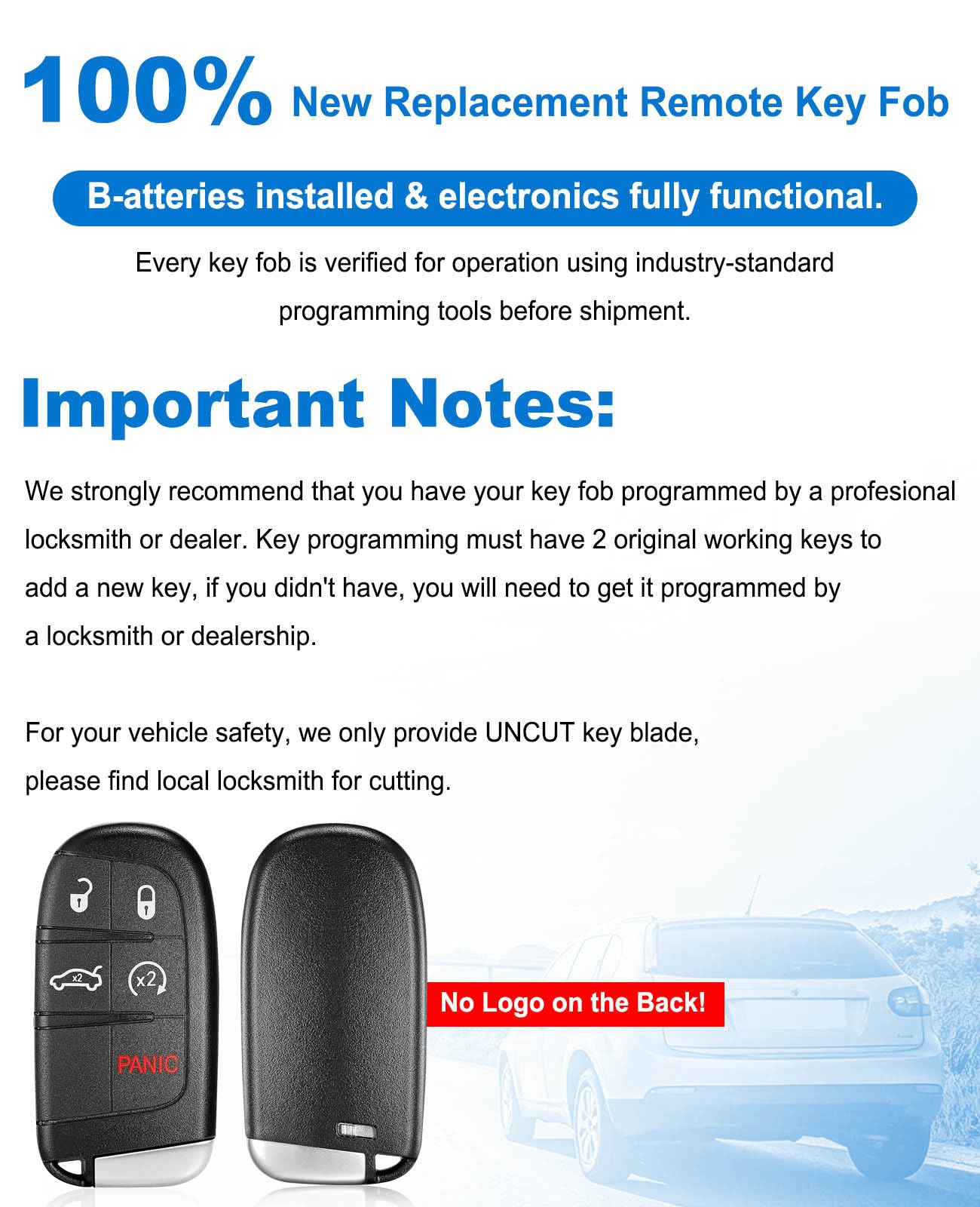 CAUORMOTE Llave de coche con control remoto para Dodge Dart Charger Challenger Chrysler 300 (M3N-40821302), juego de 2