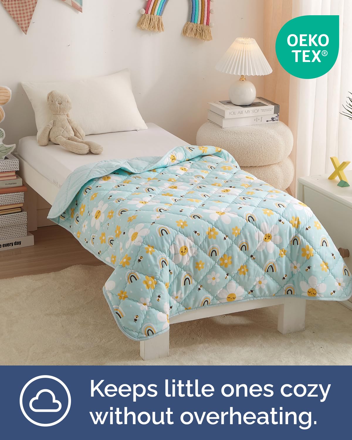 Edredón para niños pequeños, suave, ligero, manta para todas las estaciones, para niños y niñas, ropa de cama acogedora para cuna y cama de niños pequeños, diseño de 39 x 47 pulgadas, 266