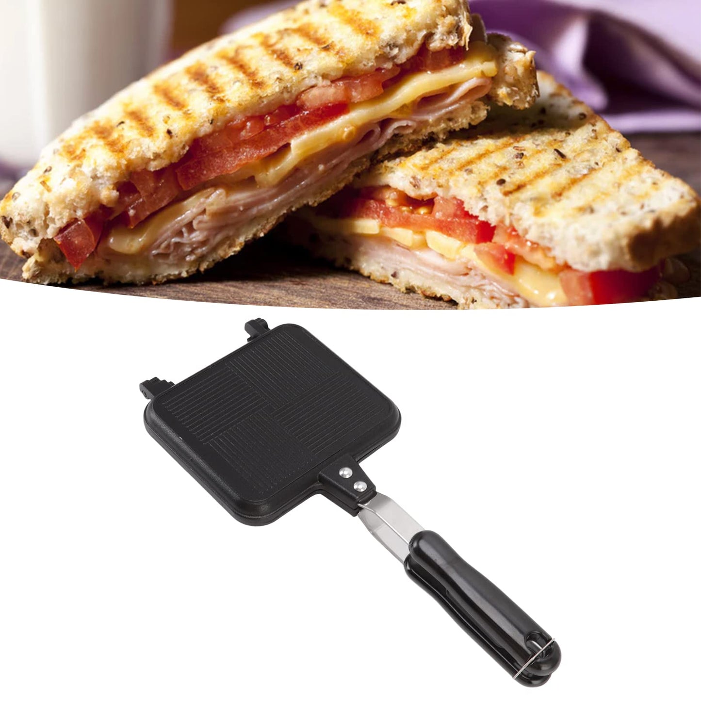Hztyyier Sandwichera Caliente, Tostadora Panini Press Desayuno Sandwichera, Sandwichera Antiadherente de Doble Cara para Cocina ywrf682kag