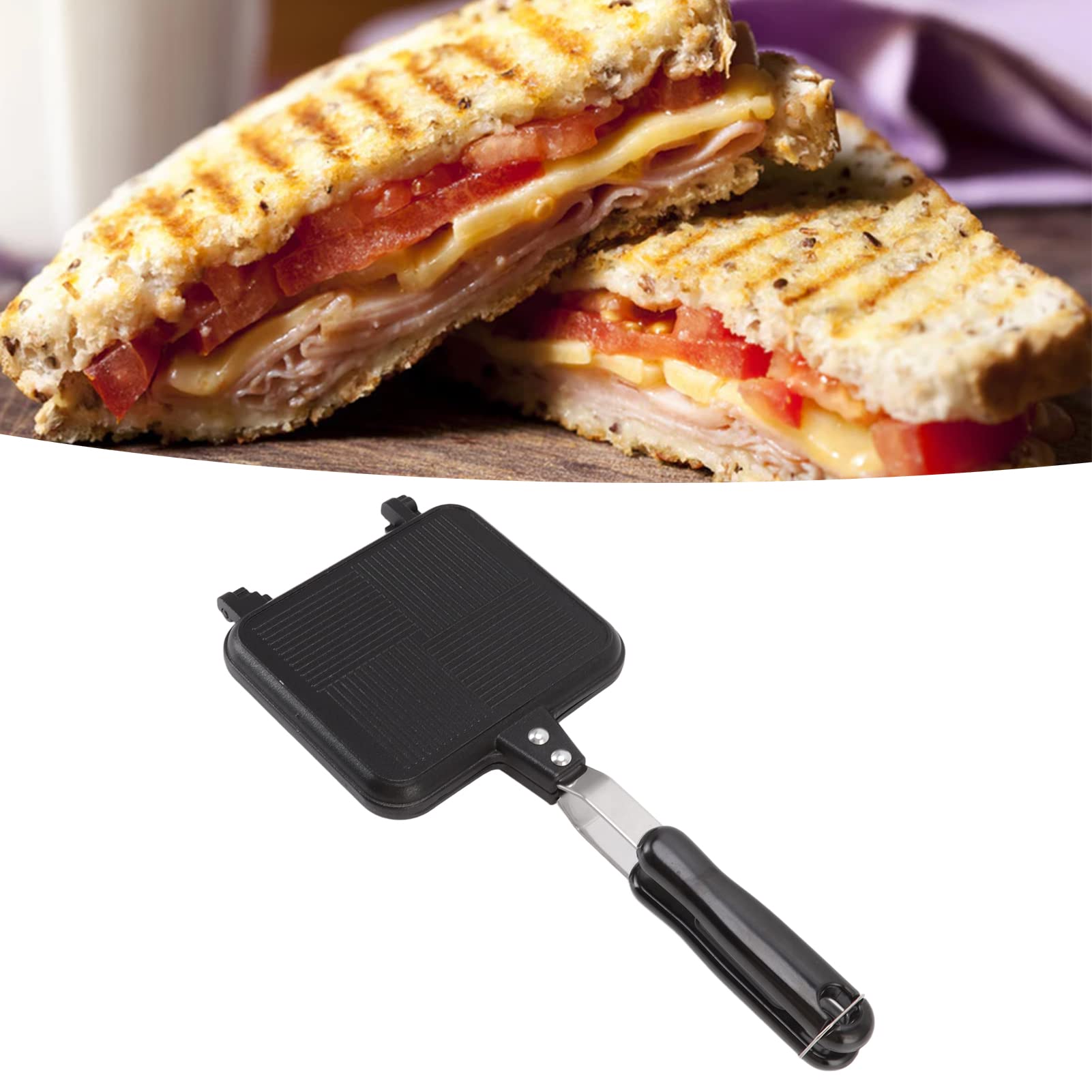 Hztyyier Sandwichera Caliente, Tostadora Panini Press Desayuno Sandwichera, Sandwichera Antiadherente de Doble Cara para Cocina ywrf682kag