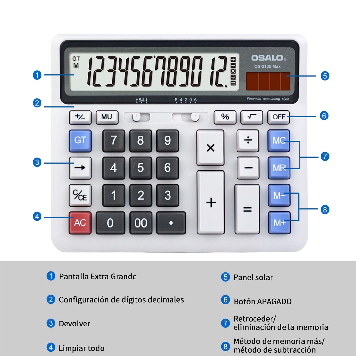 Calculadora de Escritorio Pendancy LCD Extra grande botón de Respuesta Gigante
