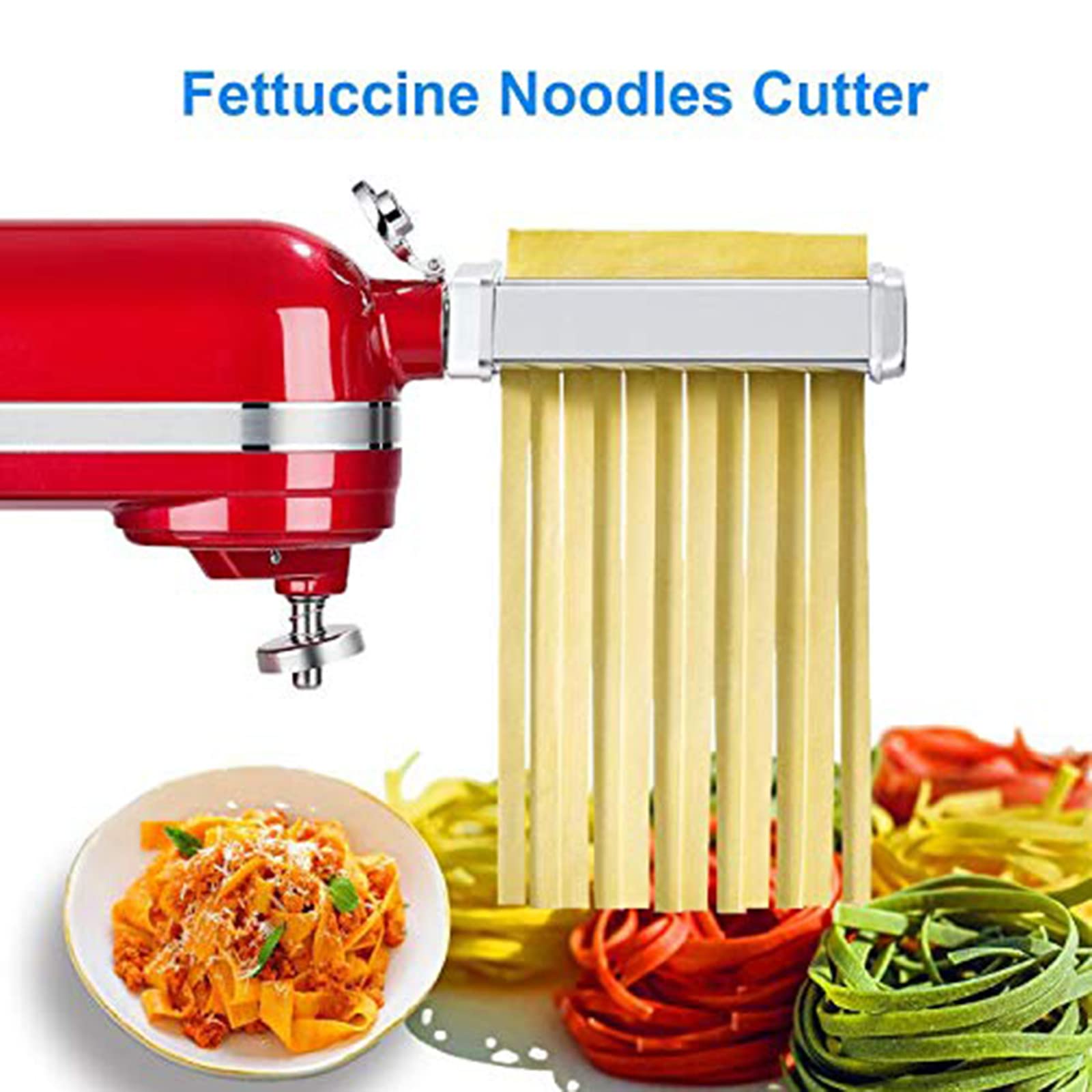 KitchenWin Pasta Maker Attachment Set for Any KitchenAid Stand Mixer, including Pasta Sheet Roller, Spaghetti Cutter, Fettuccine Cutter Accessories and Cleaning Brush