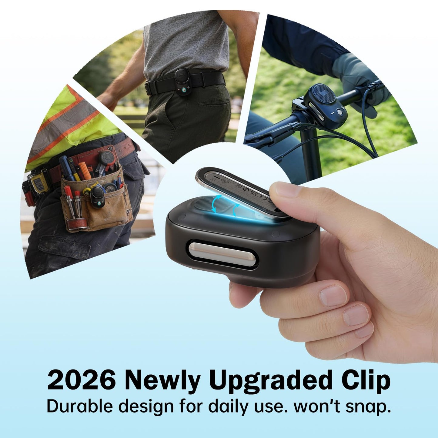 Divoom Itour-S Mini Altavoz Bluetooth portátil con micrófono, Altavoz portátil con Clip, Audio Grande y Graves impactantes, IP67 Impermeable, Tiempo de reproducción de 10 Horas, para el Lugar de