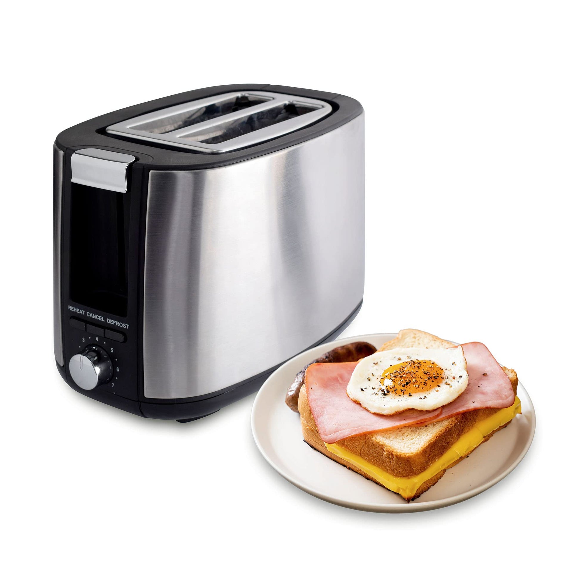 Tostador de Pan de 2 Rebanadas Koblenz, 7 Niveles de Tostado, Función de Descongelado y Recalentado, 800 W, Acero Inoxidable modelo TKM-800 IN