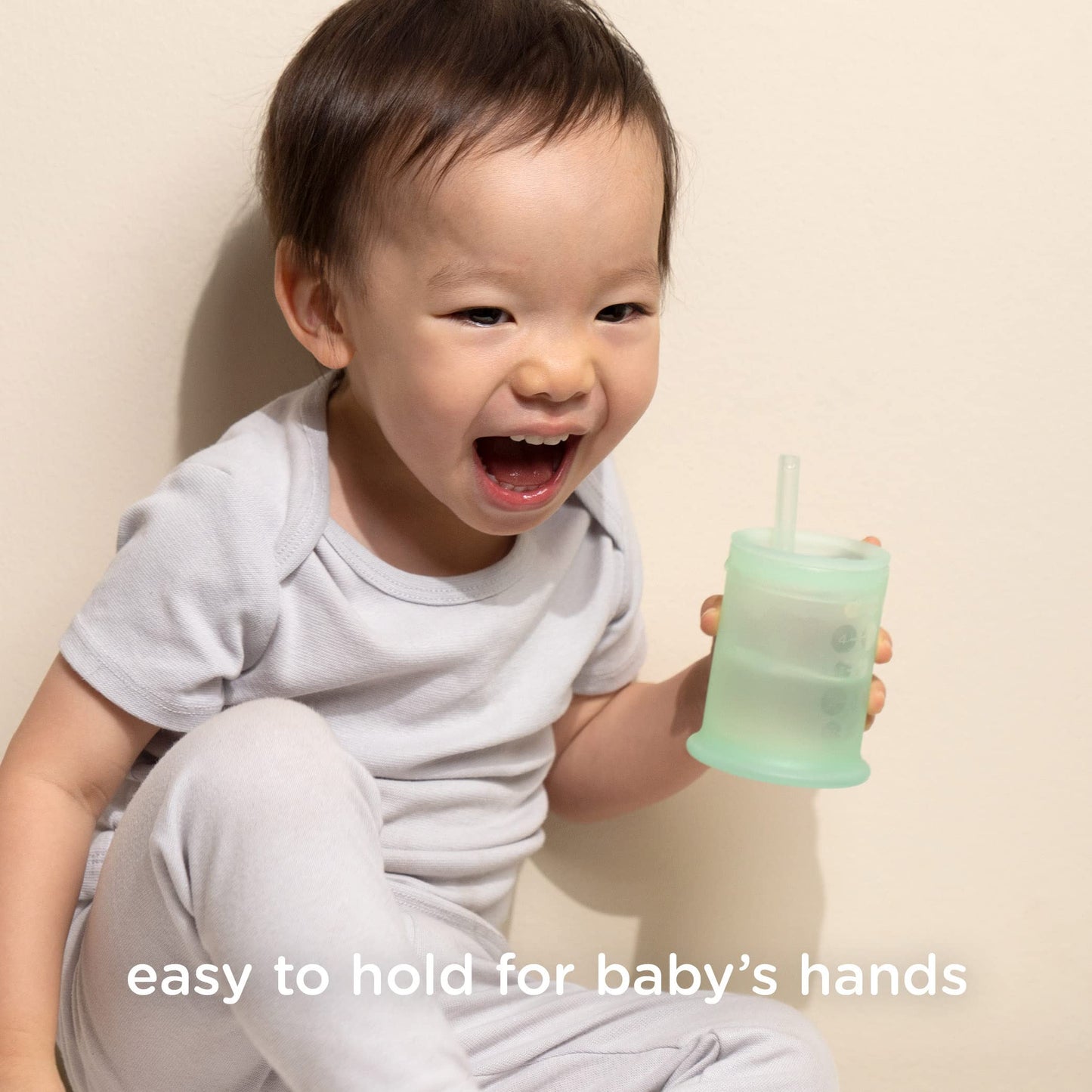 Olababy - Taza de entrenamiento de silicona con pajita, taza de sorbo de bebé a niño, coral 5 onzas