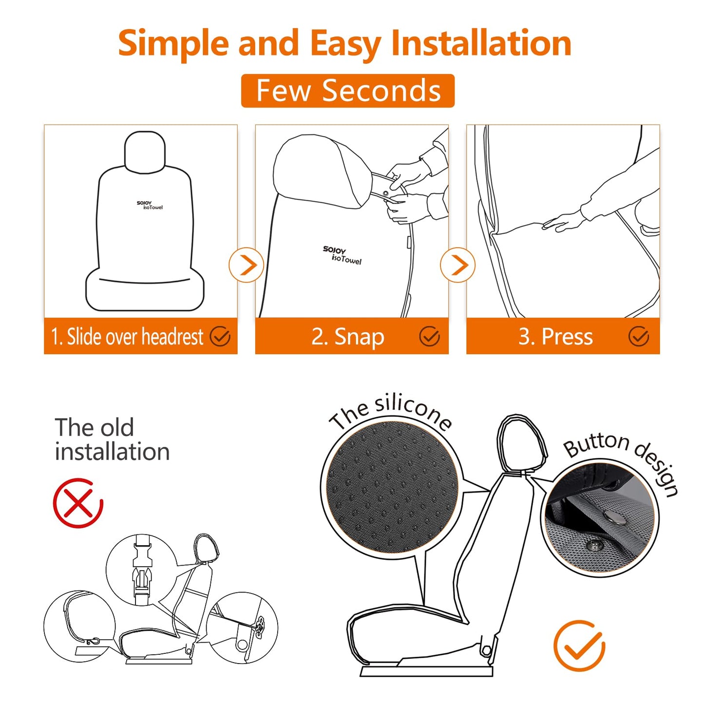 Sojoy IsoTowel Funda para Asiento Delantero de Coche - Protector de Asiento de Coche de Microfibra Absorbe Sudor de Secado Rápido Antideslizante Funda Toalla para Asiento - Tela Panal Cuatro