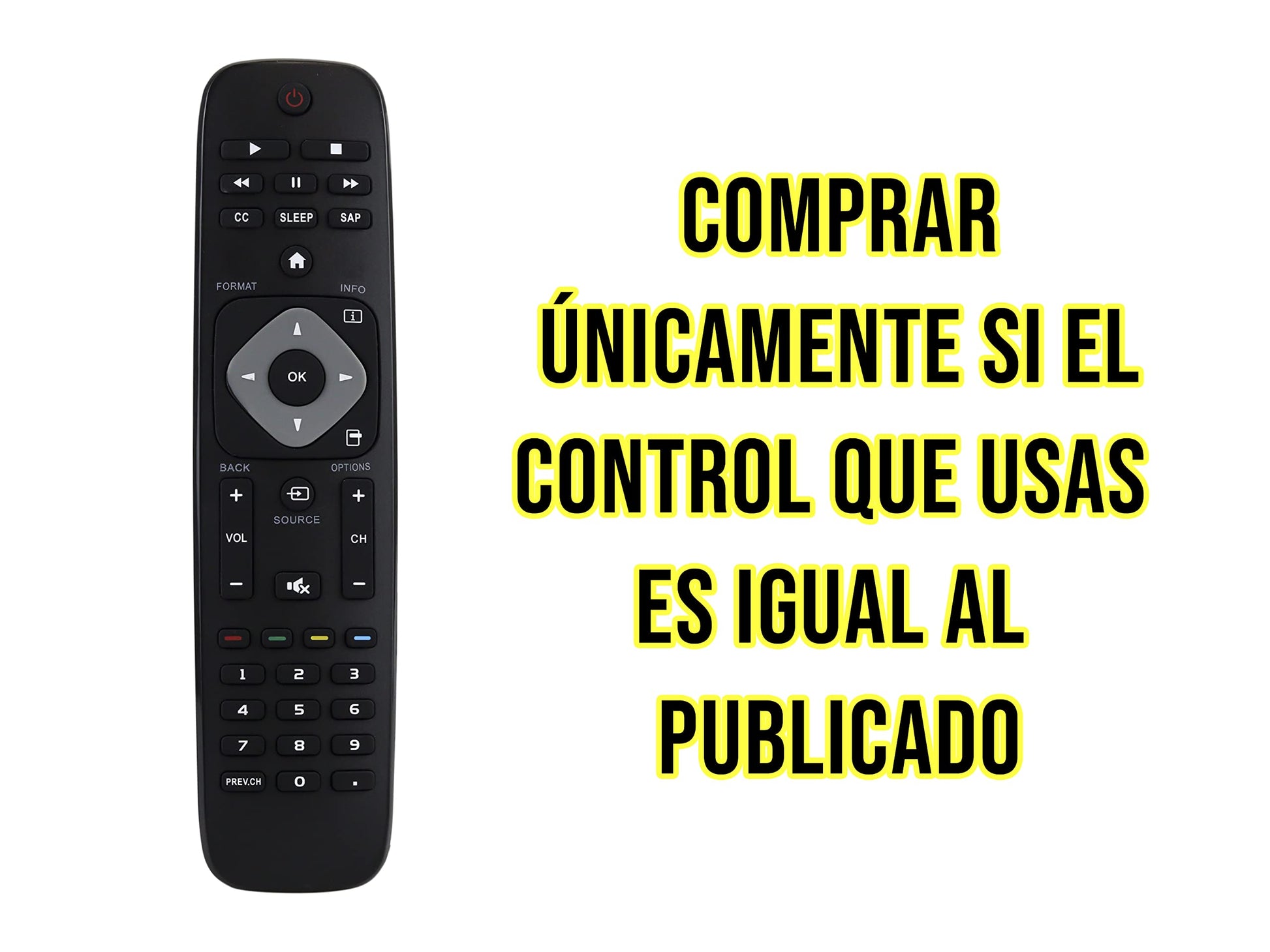 Control Remoto Compatible con Philips Smart TV Pantalla Directo SF308 URMT39JHG001 24PFL4508, 24PFL4508/F7, 29PFL4508, 29PFL4508/F7, 32PFL4508, 32PFL4508/F7, 39PFL2708, 39PFL2708/F7, 40PFL1708