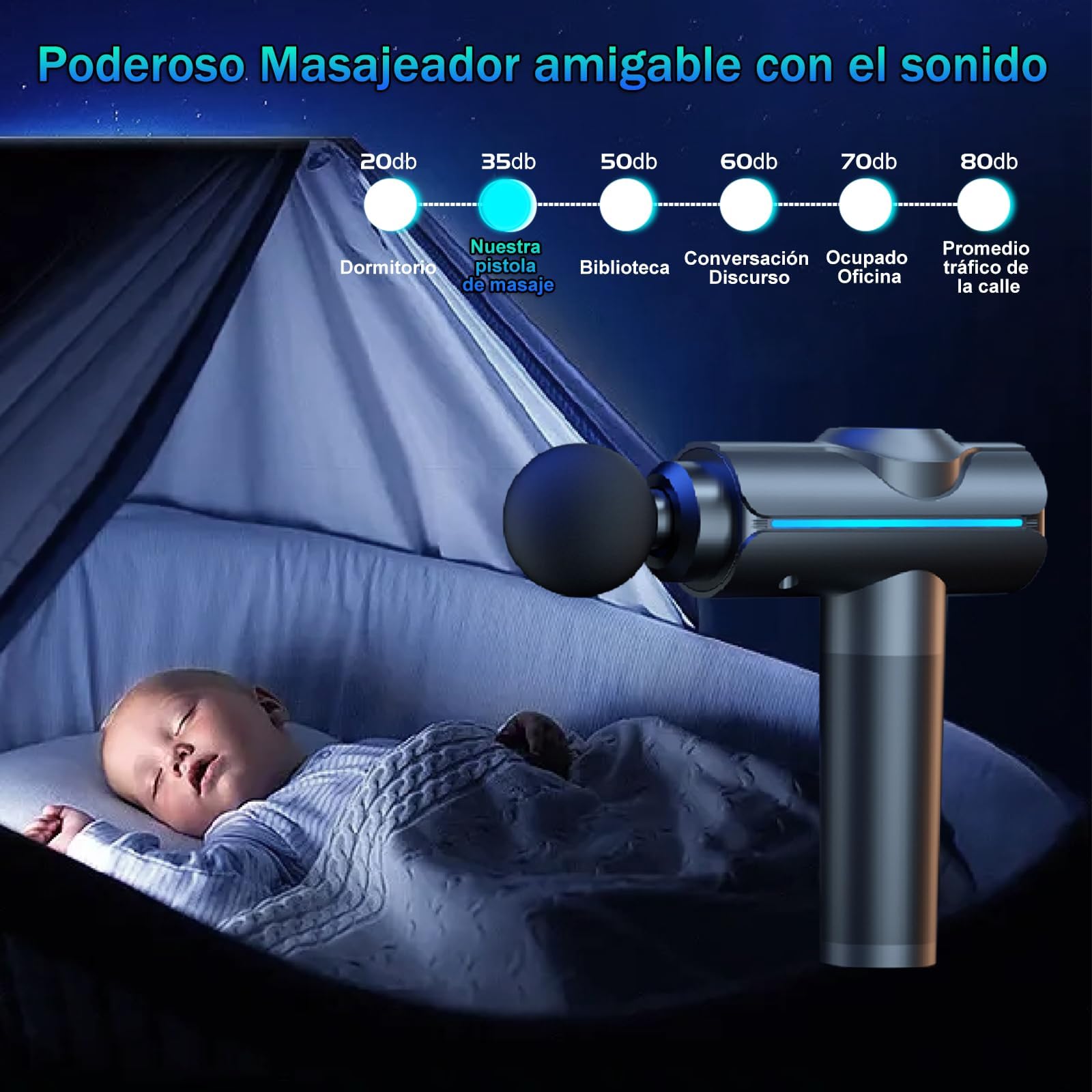 Pistola De Masaje Muscular, Pistola Masajeadora con 11 Cabezales y 20 Velocidades Ajustables,Masajeadores Eléctrico de Mano con Pantalla Lcd,Masajeador Muscular Ideal para Hombros,Cuello, Espalda