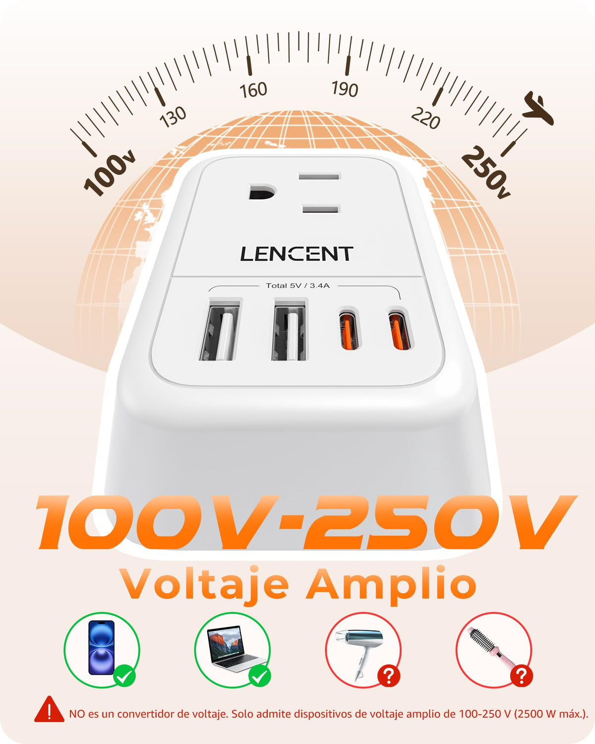 Adaptador de Enchufe Tipo I LENCENT Australia Plegable Argentina