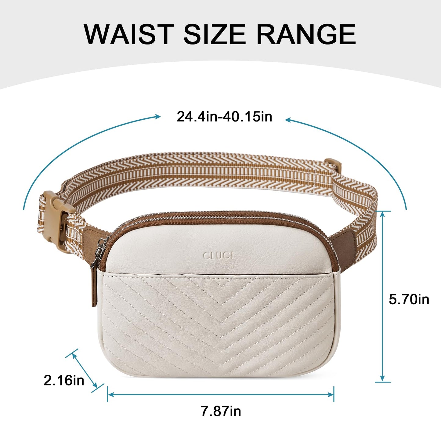CLUCI - Riñonera para mujer, mini bolso cruzado en todas partes, correa ajustable, piel vegana, riñonera para mujer, A-1 Beige, Una talla