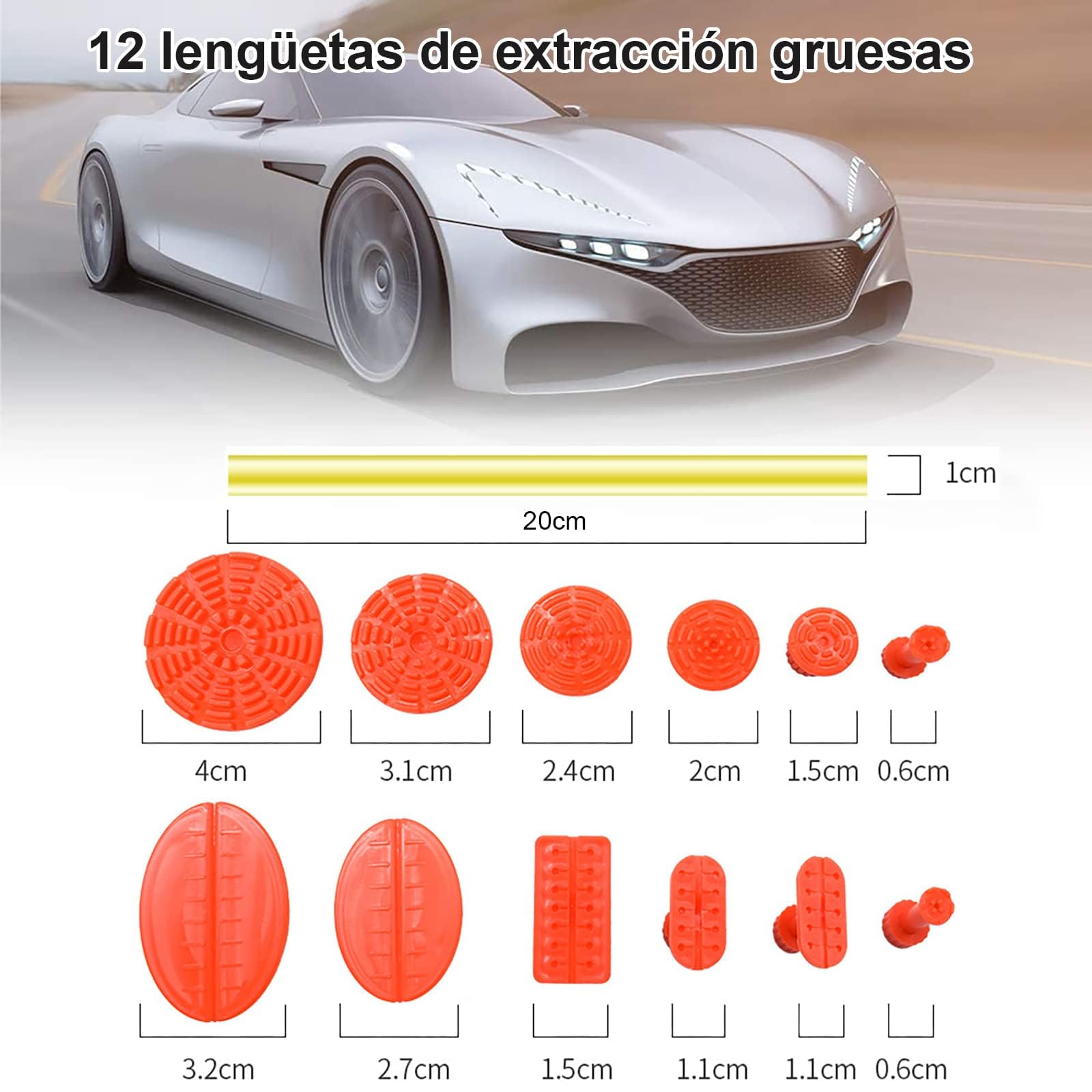 Kit de Extractor de abolladuras, Herramienta de reparación de abolladuras sin Pintura, Adecuado para Coche, Frigorífico o Moto de abolladuras pequeñas Grandes