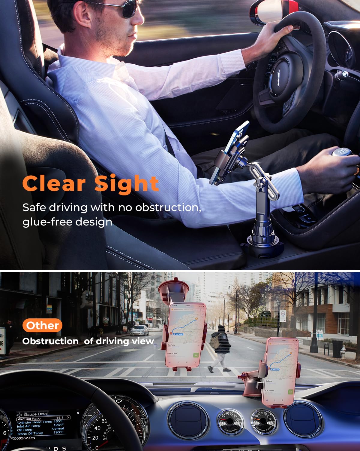 Lorima - Soporte Universal para teléfono de Taza Ajustable para Coche, Compatible con iPhone, Samsung, Huawei, LG, Sony y Nokia