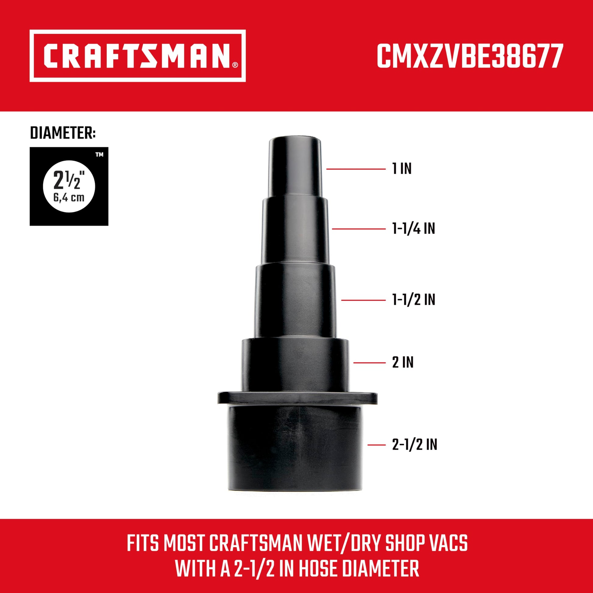 Craftsman CMXZVBE38677 2-1/2 Pulgadas. Accesorio Universal para aspiradoras de Tienda