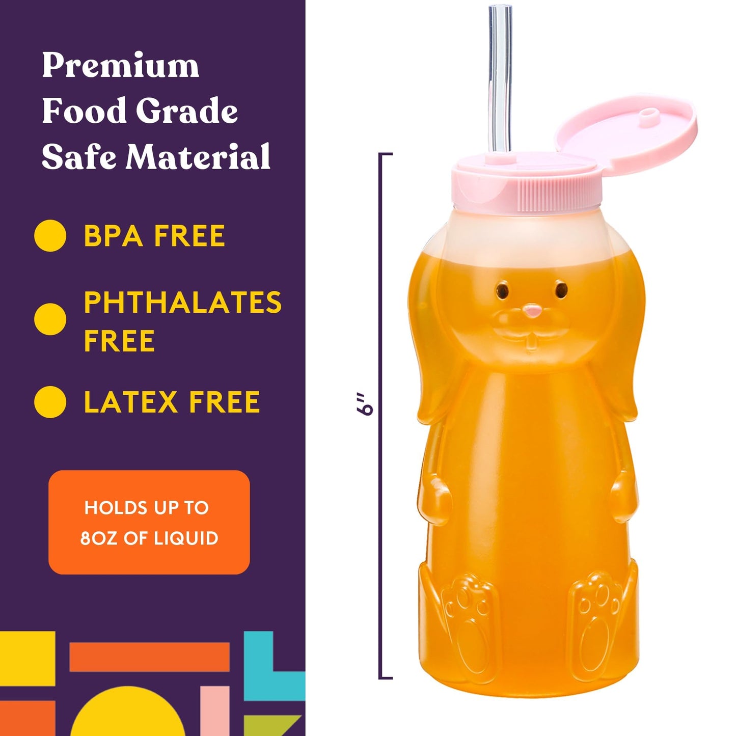Special Supplies - Taza de pajita para bebés, paquete de 4, divertida bebida de entrenamiento con forma de animal para bebé con forma de animal para entrenamiento y destete