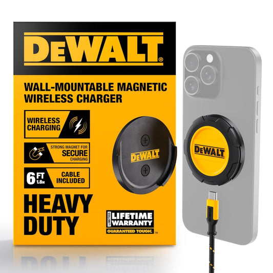 DEWALT Cargador inalámbrico, almohadilla de carga inalámbrica rápida de 15 W máximo, compatible con iPhone 16/15 Series 14/13/12, incluye placa de montaje en pared (sin adaptador de CA)
