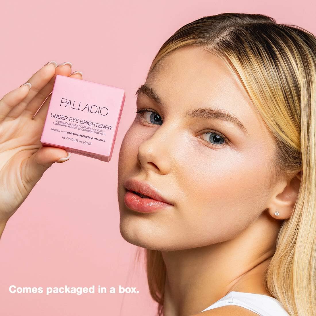 Palladio Under Eye Brightener, Conceal & Brighten Dark Circles, With Caffeine Peptides & Vitamin E, Brightens Dull, Tired Skin Color Correcting Brightener & Primer Reduces Appearance of Dark Circles