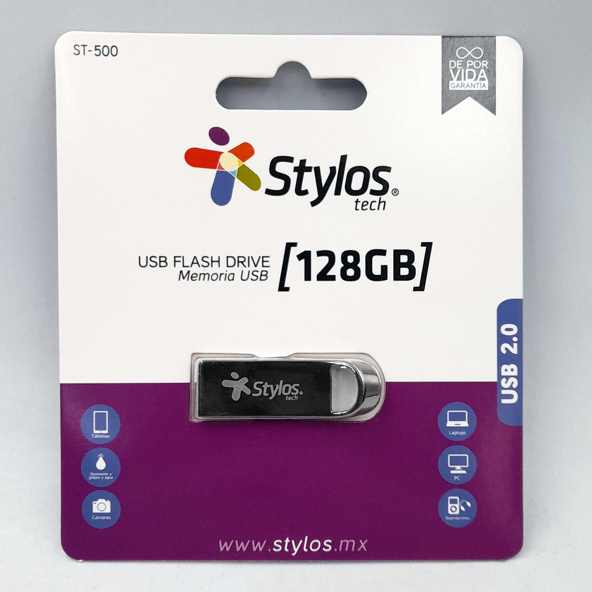 Memoria USB Stylos 128GB Diseño Sin Tapa Tipo A USB 2.0