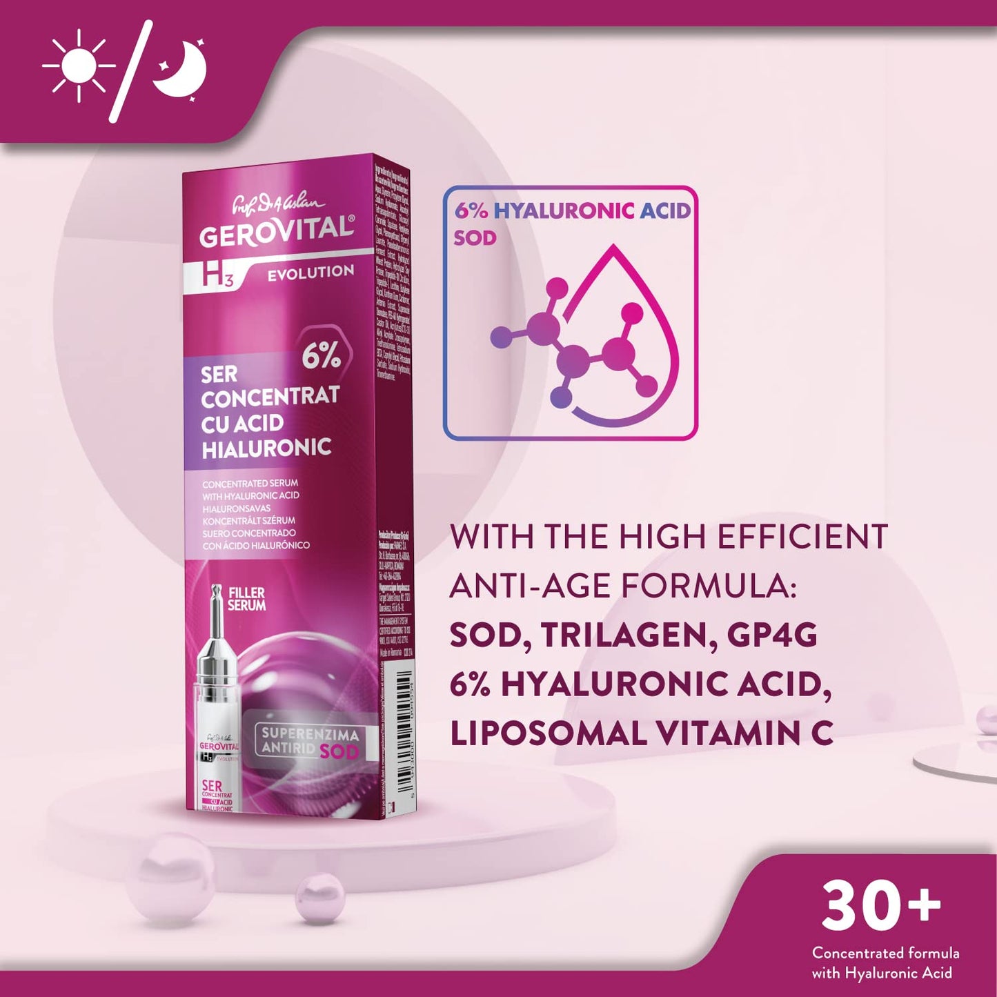 GEROVITAL H3 EVOLUTION Concentrated Serum with Hyaluronic Acid (6%) 10 ml / 0.34 fl.oz.