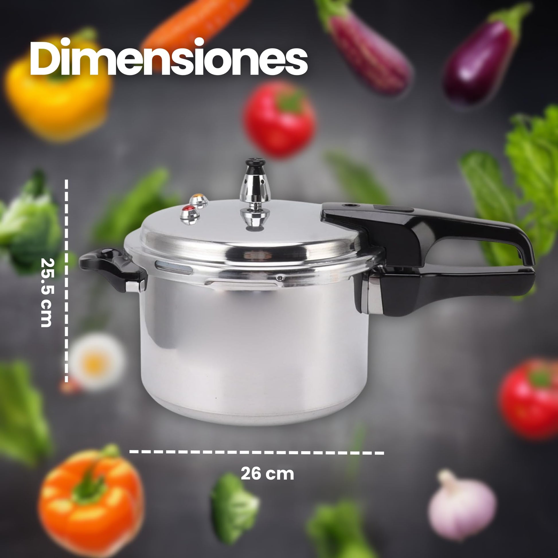 Bee Vibes Olla de Presión Express de Aluminio 9 Litros con 8 Sistemas de Seguridad y Vaporera Antiadherente Ideal para Cocinar Sopas Carnes y Más de Manera Rápida y Segura Compatible con Estufa de Gas