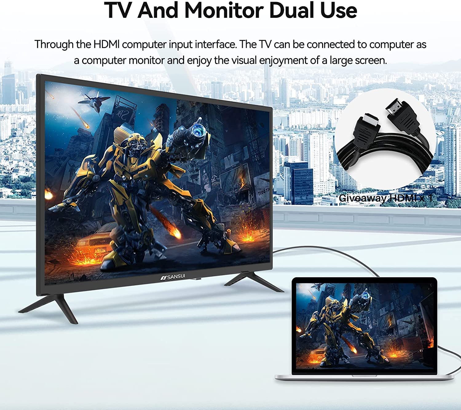 Televisor HD SANSUI SMX32T1H 2024 Básico 32 Pulgadas