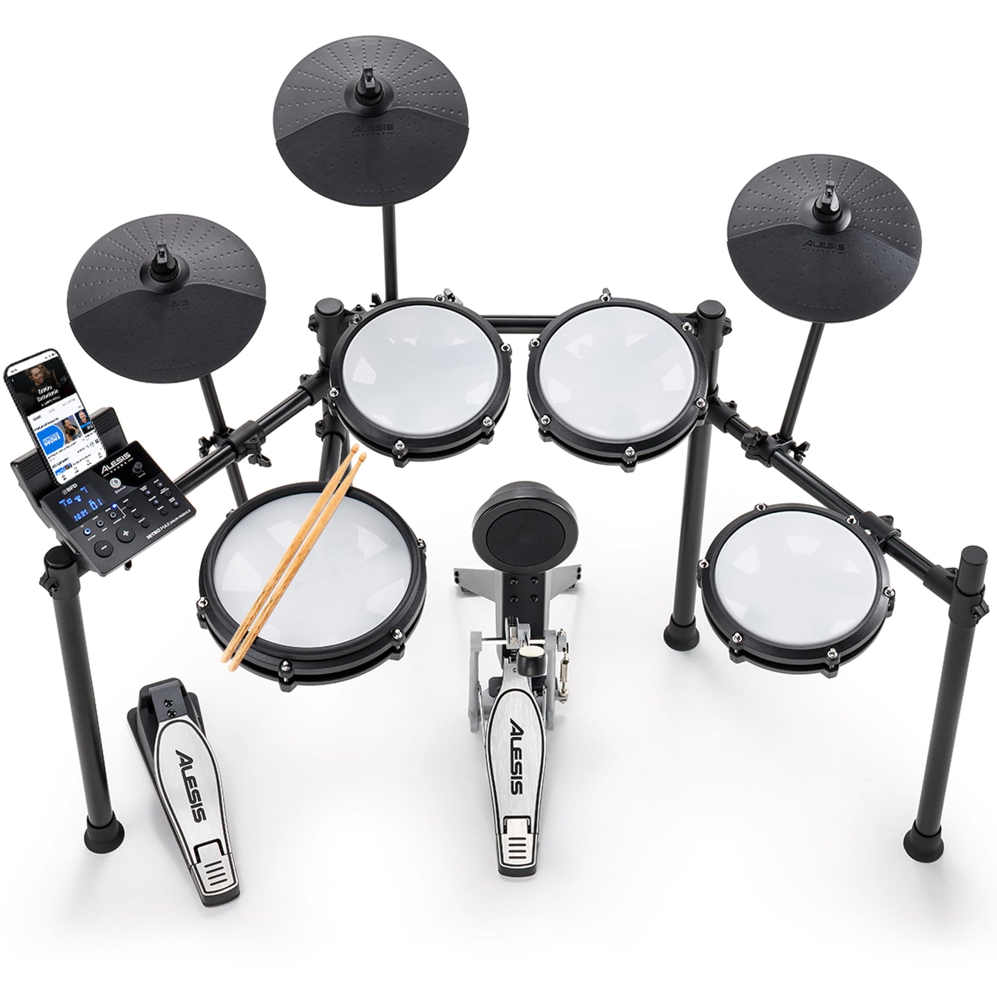 Kit Batería Electrónica Alesis Nitro Max Negra con Parches Malla y Bluetooth