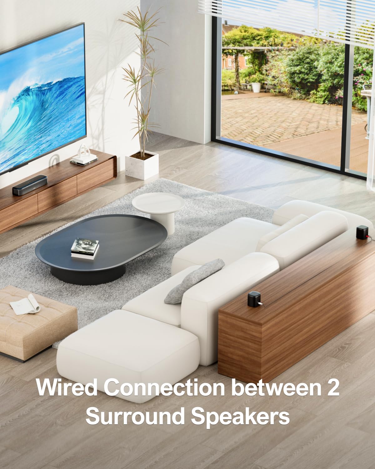 ULTIMEA 5.1ch Barra de Sonido con 2 Altavoces Envolventes, Sistema de Audio Envolvente Virtual para TV con Subwoofer con Cable, Barra de Sonido para TV con Control de App, Aura A30