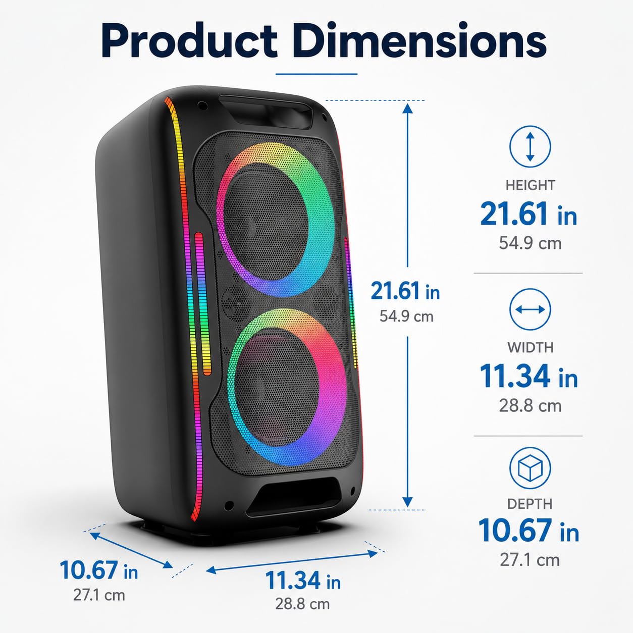 Altavoz Bluetooth para fiesta, potente sonido estéreo de 180 W con graves profundos, altavoz inalámbrico portátil con modos de sonido EQ, luces LED, Bluetooth 5.3 para el hogar, al aire última