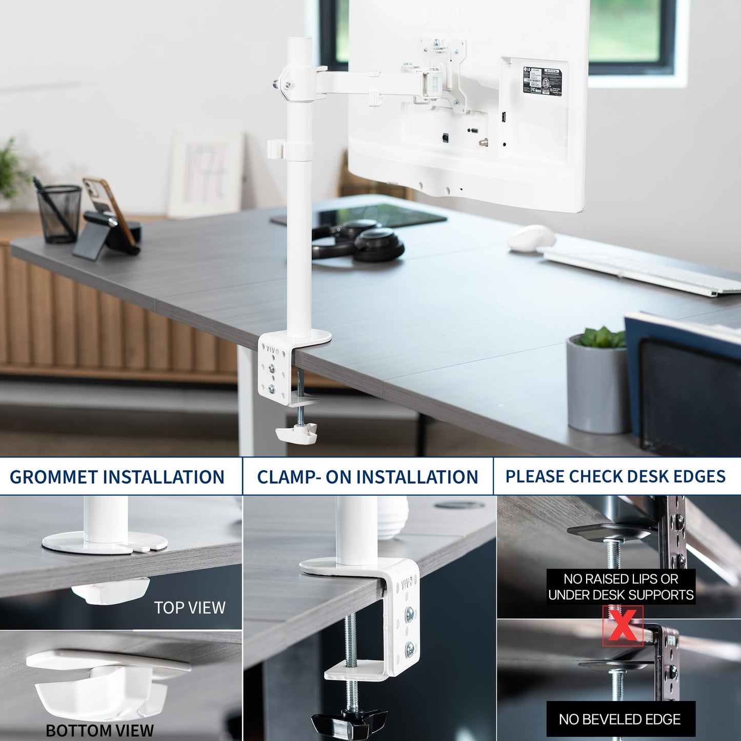 Soporte de Computadora VIVO Negro Ajustable para Pantalla ultrawide 38 Pulgadas