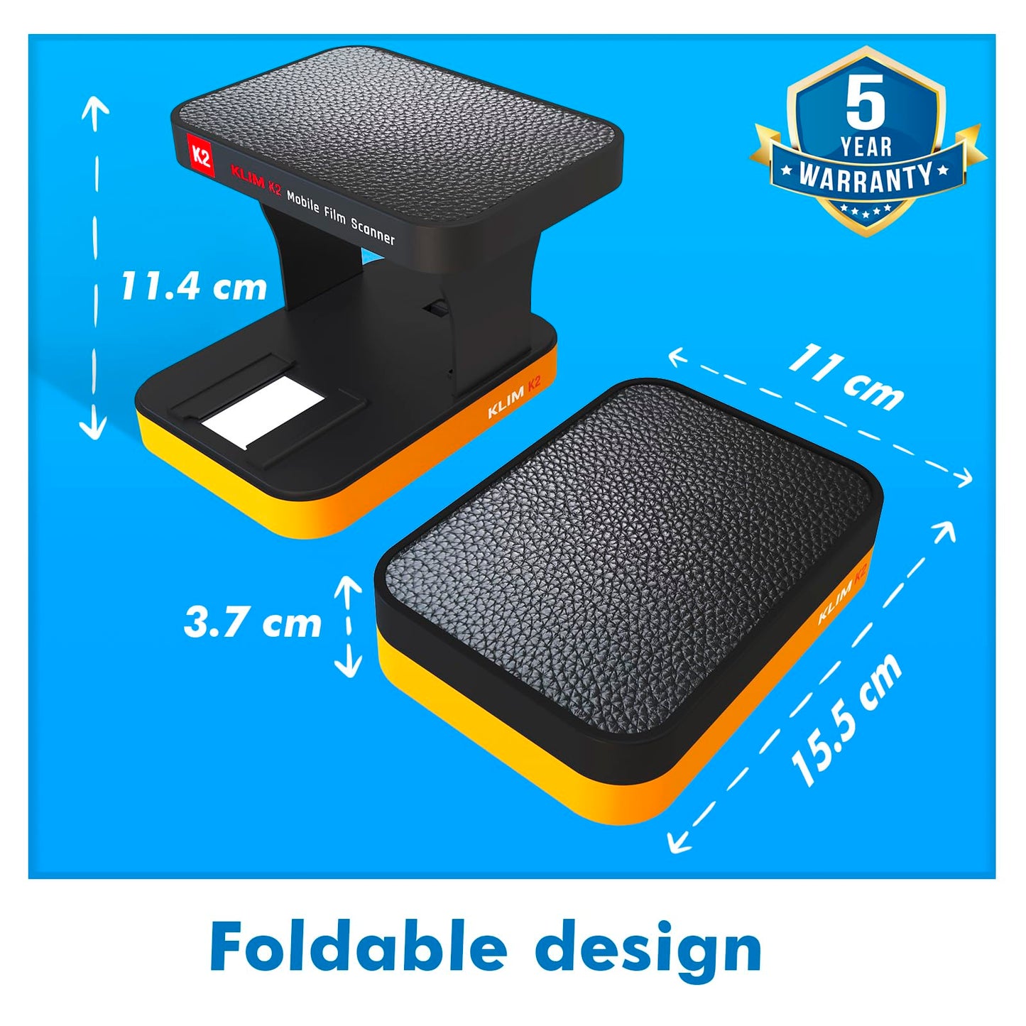 KLIM K2 - Digitalizador de fotos móvil de 35 mm - Conversión positiva y negativa - Escáner de diapositivas y fotos - Kit de desarrollo de color esencial - Tu propio servicio para desarrollar negativos