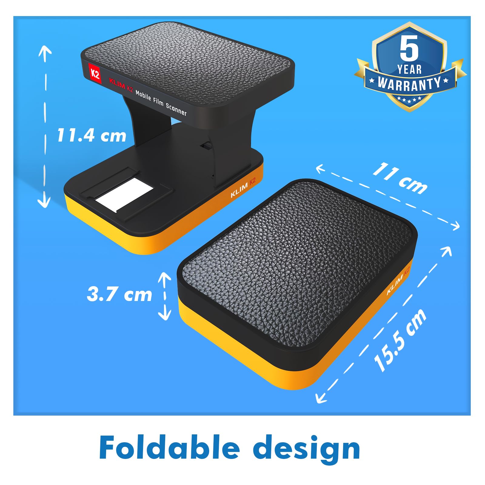 KLIM K2 - Digitalizador de fotos móvil de 35 mm - Conversión positiva y negativa - Escáner de diapositivas y fotos - Kit de desarrollo de color esencial - Tu propio servicio para desarrollar negativos
