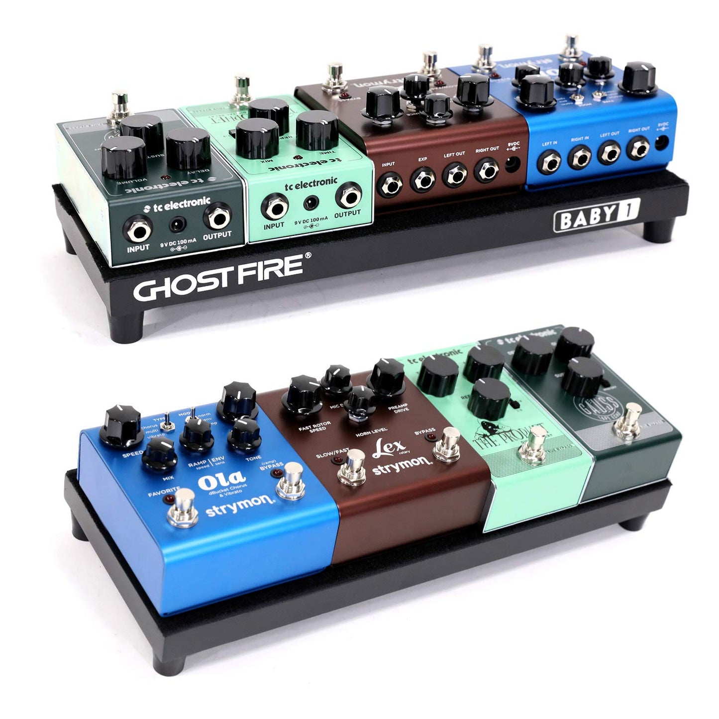 GHOSTFIRE Ghost Fire - Pedalera de aleación de aluminio de 0,49 kilogramos y 35 x 14 x 5 cm con bolsa de transporte, serie V (V-BABY 1)