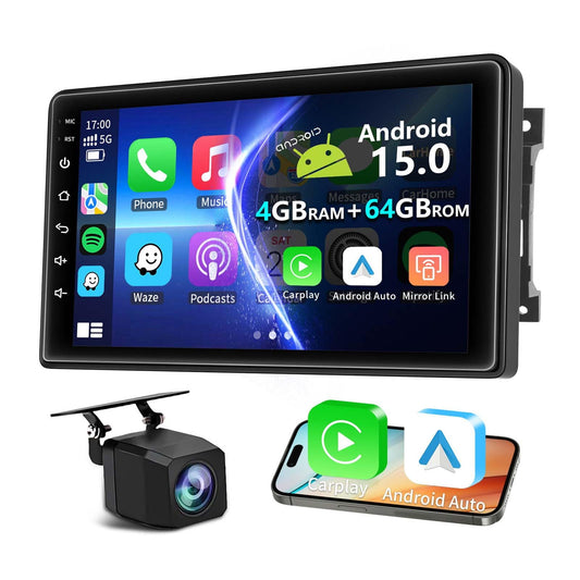 Estéreo para Coche Android 15 Negro con GPS y CarPlay Inalámbrico para Jeep Wrangler y Dodge Ram