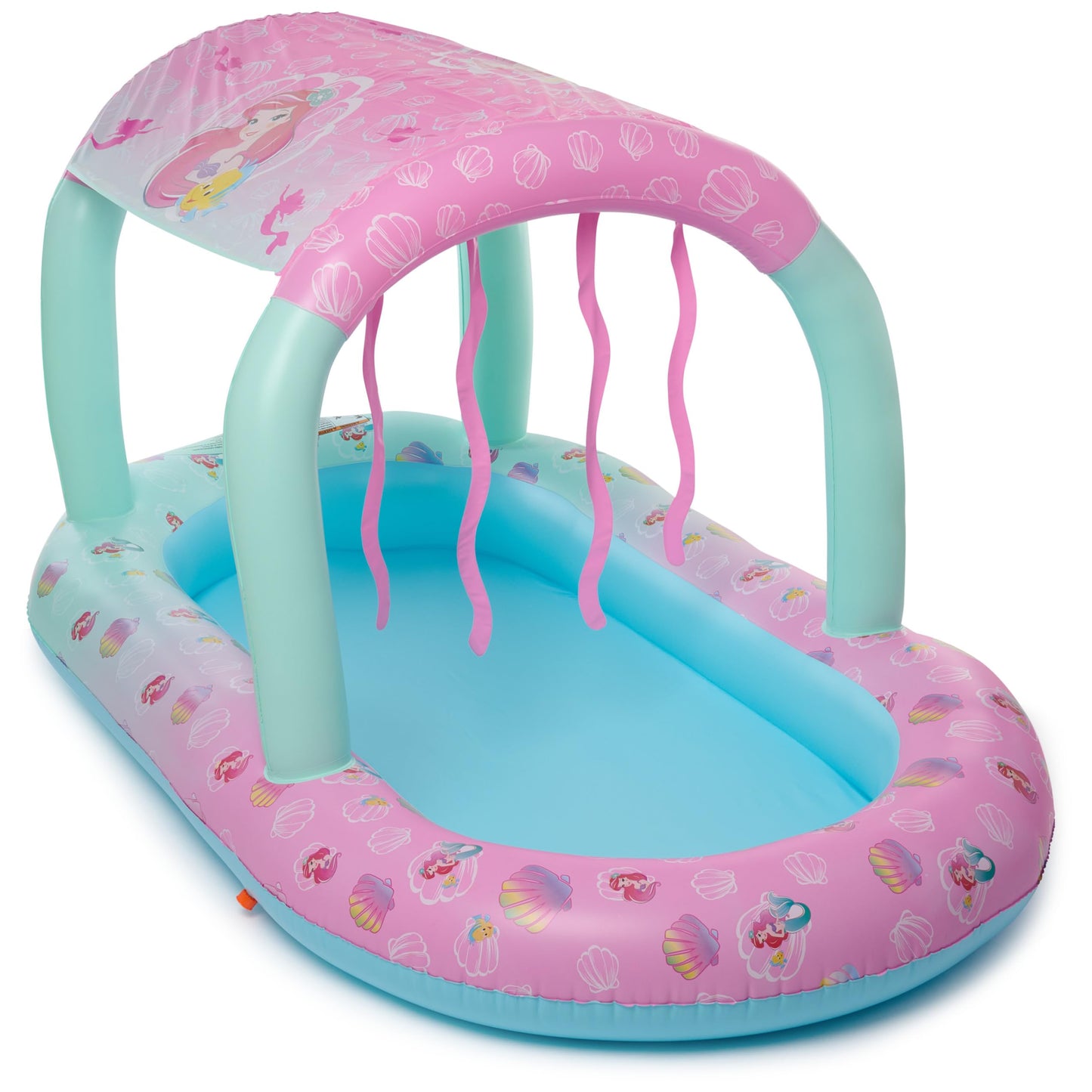 Piscina Inflable SwimWays Disney Princess Ariel Rosa con Toldo e Inflado Rápido para Niños