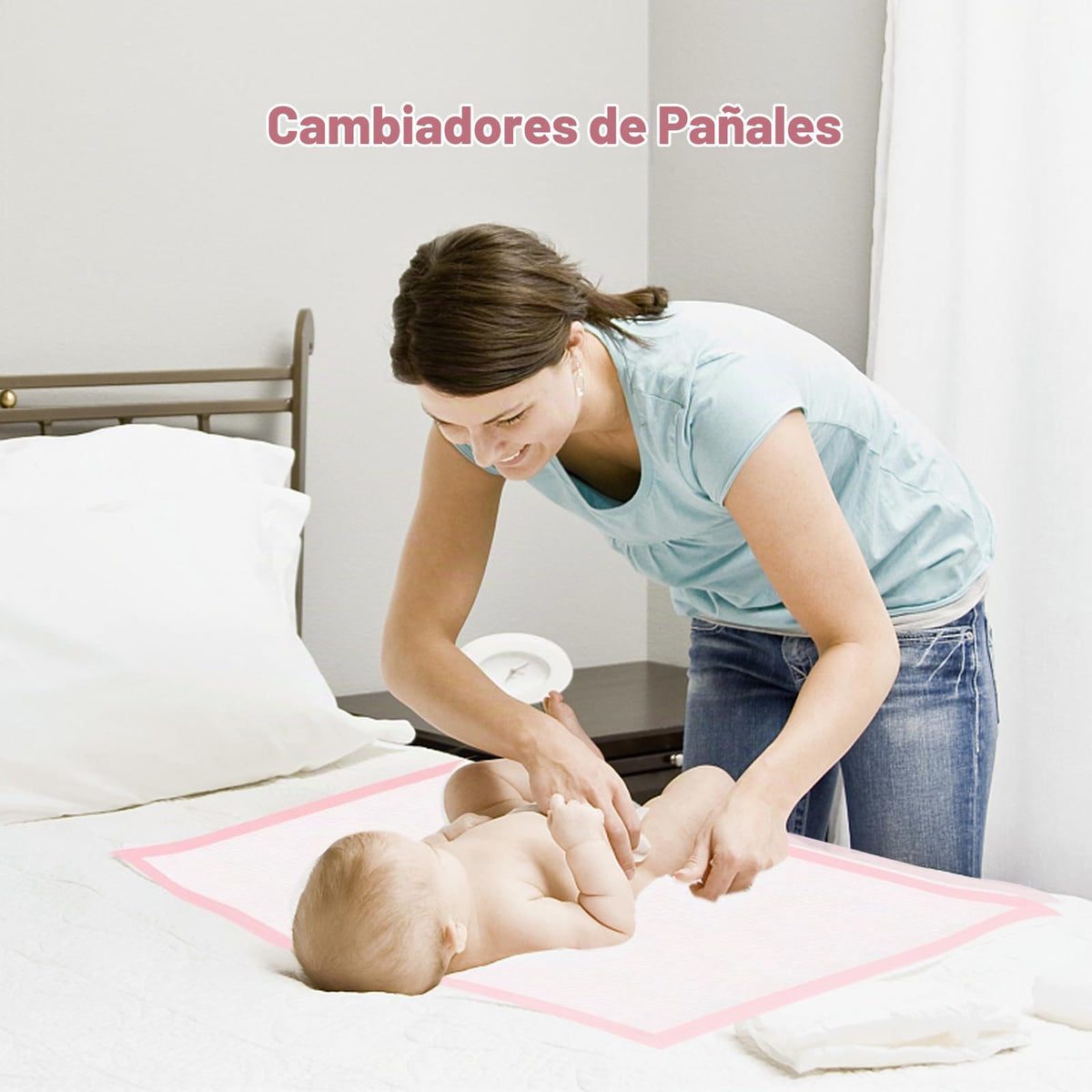 almohadillas para orejas para cambiar pañales de bebé, desechables, de alta absorción, impermeables, portátiles, a prueba de fugas, transpirables, para incontinencia, juego de sábanas, cama, silla, protector de mesa, Rosado, 13*18inch (20pack)