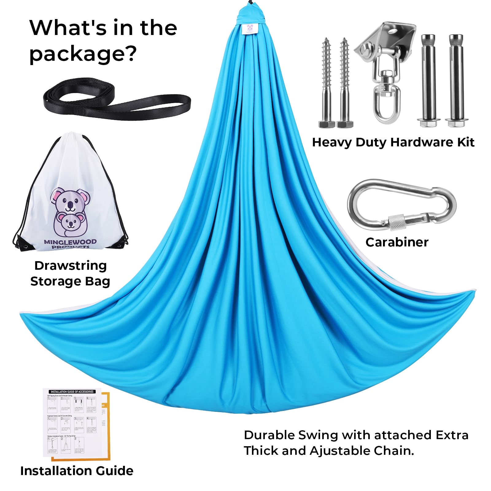 Juego de Columpio Sensorial MINGLEWOOD Azul con Colgador Giratorio para Niños